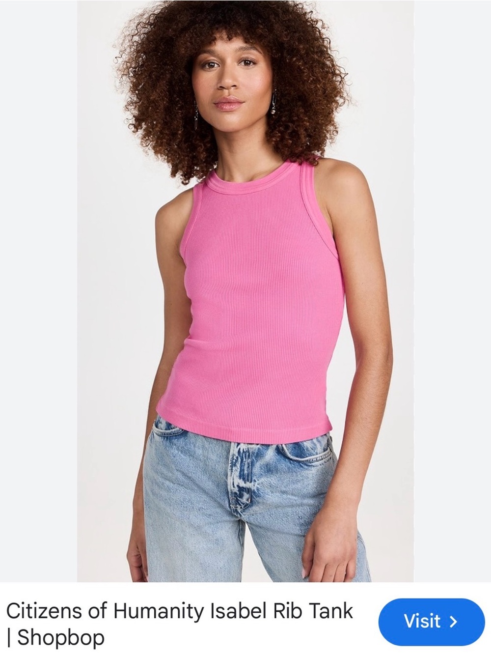 Citizens Of Humanity Ribbed Tank Top in Bright Pink